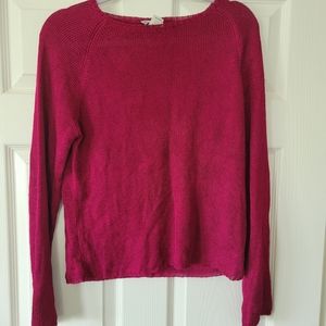 Ann Taylor Loft Womens Magenta Slinky Cropped Sweater